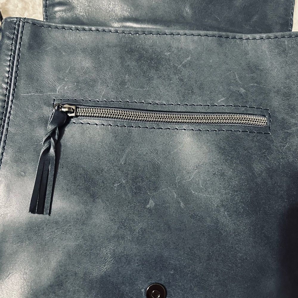 Blue Vegan Leather Crossbody Bag - Picture 4 of 13